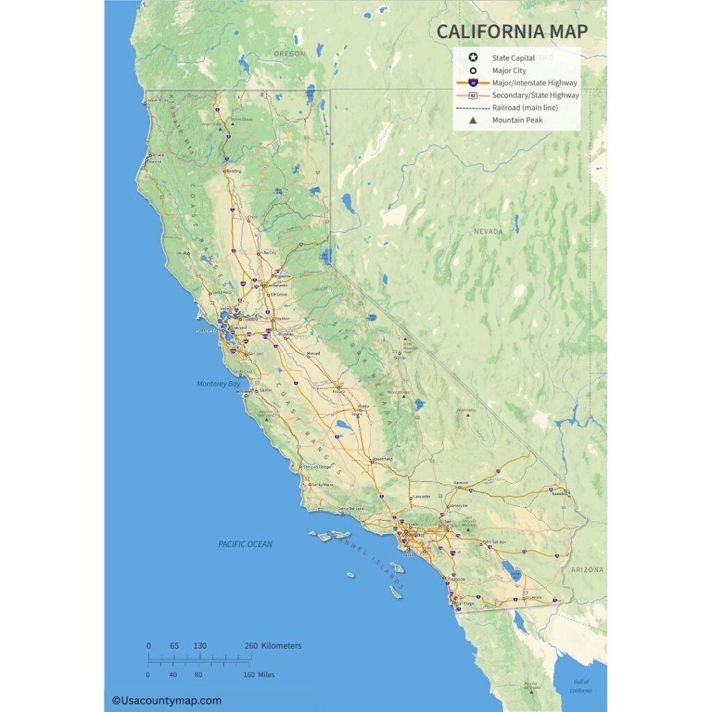 Labeled California County Map with Cities (PDF) | 58 Counties