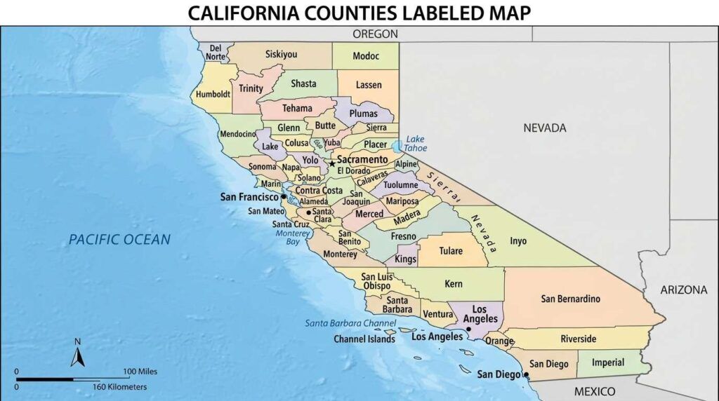 California County Map | Printable Map with All 58 Counties